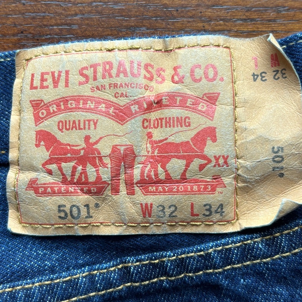 Y2K Men's Levis 501 Original Fit Straight Leg Indigo Blue Button Fly Jeans 32x34 - Picture 8 of 15